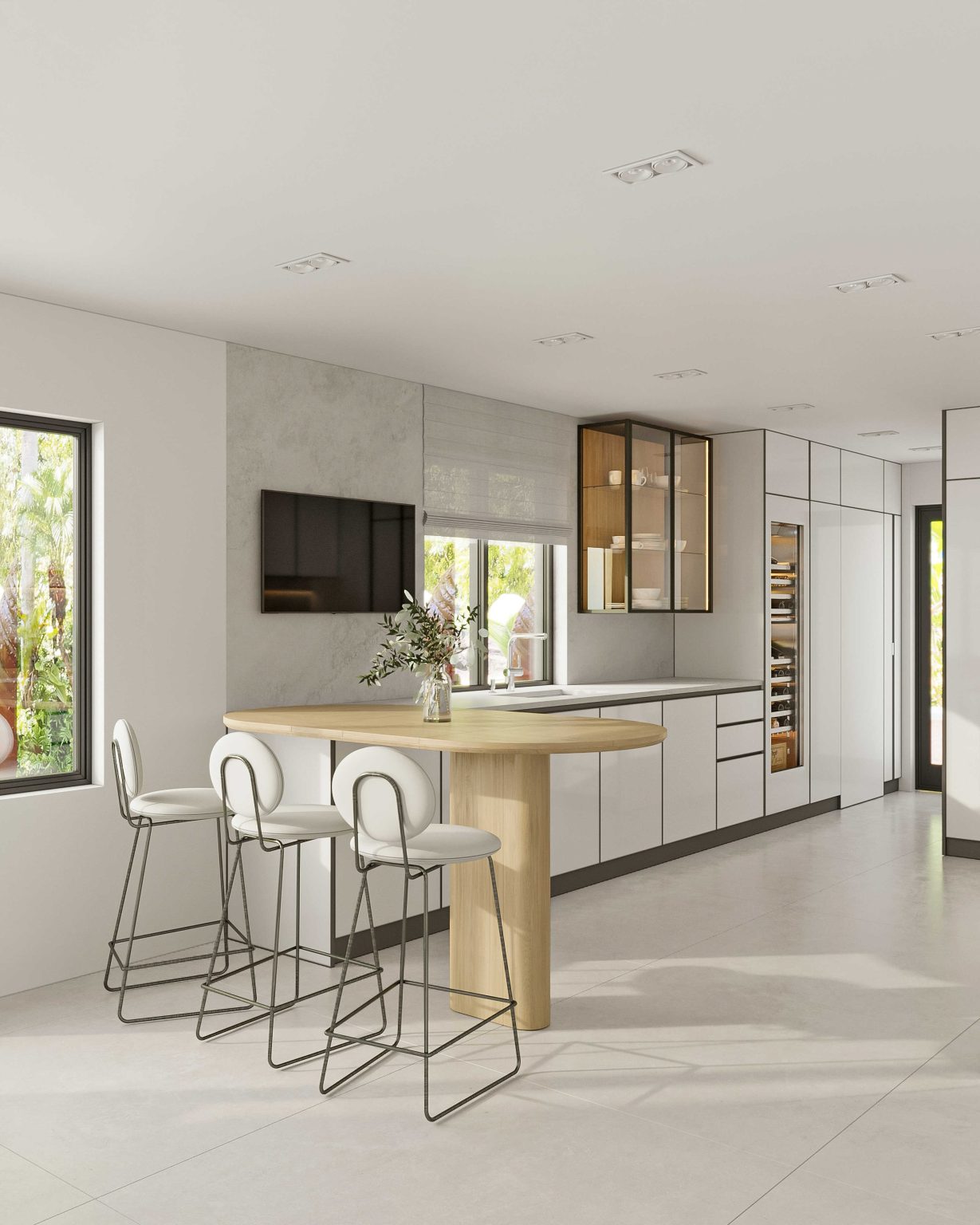 A coastal-inspired kitchen designed by Natalia Starinova, bringing the beach vibes to Miami